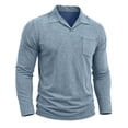 thumbnail image 5 of GrmtClth All Occasion Lapel Collar Vintage Dyed Polo Shirt for Men, Chest Pocket Long Sleeve Relaxed Fit Daily Street Casual Tops Light Gray XL, 5 of 8