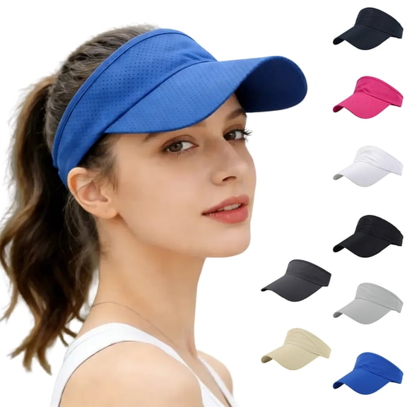 Sport Sun-Visor Hat Men Women Summer UV Protection, Lightweight Cooling Golf Running Tennis Sweat-Band Cap Dark Gray One Size