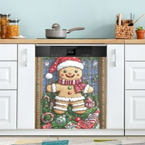 Winter Gingerbread Man Dishwasher Magnet Cover for Washers Fridge Panel Decal 23"W x 26"H Inch