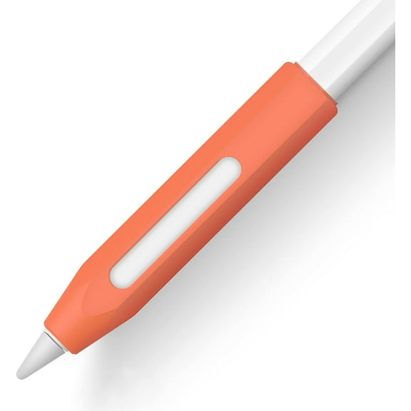 Grip Holder for Apple Pencil 2nd Generation, Protective Silicone Sleeve Cover with Ergonomic Design, Compatible with Magnetic Charging and Double Tap, Orange