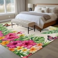 thumbnail image 4 of Tropical Spring Area Rugs 8'x10', Washable Small Throw Rugs for Living Room Patio, Floral Leaves Butterflies Burlap Rustic Indoor Outdoor Rug Non-Slip Low Pile Carpet Runner Reversible Floor Mats, 4 of 8