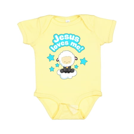 

Inktastic Jesus Loves Me Cute Lamb and Stars Gift Baby Boy or Baby Girl Bodysuit