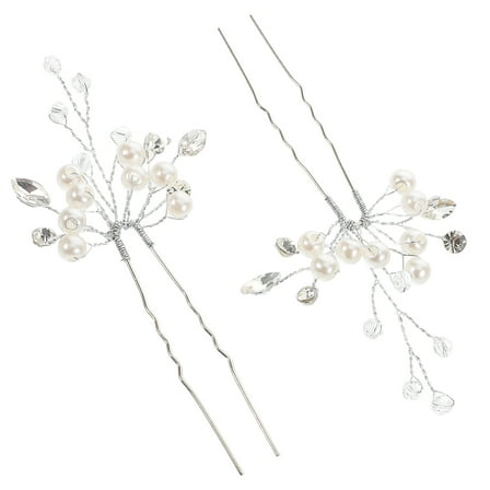 WORGEOUS 2 Pcs Hair Pins Rhinestone Accessories Bridesmaid Silver