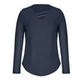 thumbnail image 7 of Odeerbi Womens Tops Long Sleeve Shirts Blouses Solid Color 2025 Fashion Leisure Comfortable V-neck Long Sleeves Blouse Dark Blue, 7 of 7