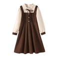 thumbnail image 6 of EnJoCho Teen Girls Long Sleeve Midi Dress Summer Ruffl𝖾s A-Lined Sundress Kids Button Pleated Casual Elegant Shirt Dress, 6 of 9
