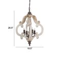 thumbnail image 5 of 20 Inch 4 Light Wood Chandelier, Classic Candelabra Style, Vintage, White, Saltoro Sherpi, 5 of 5
