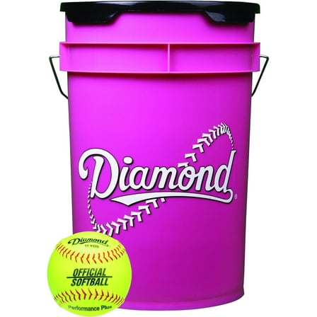 Diamond 6-Gallon Pink Ball Bucket with 18 11YSC 11-inch Yellow Softballs
