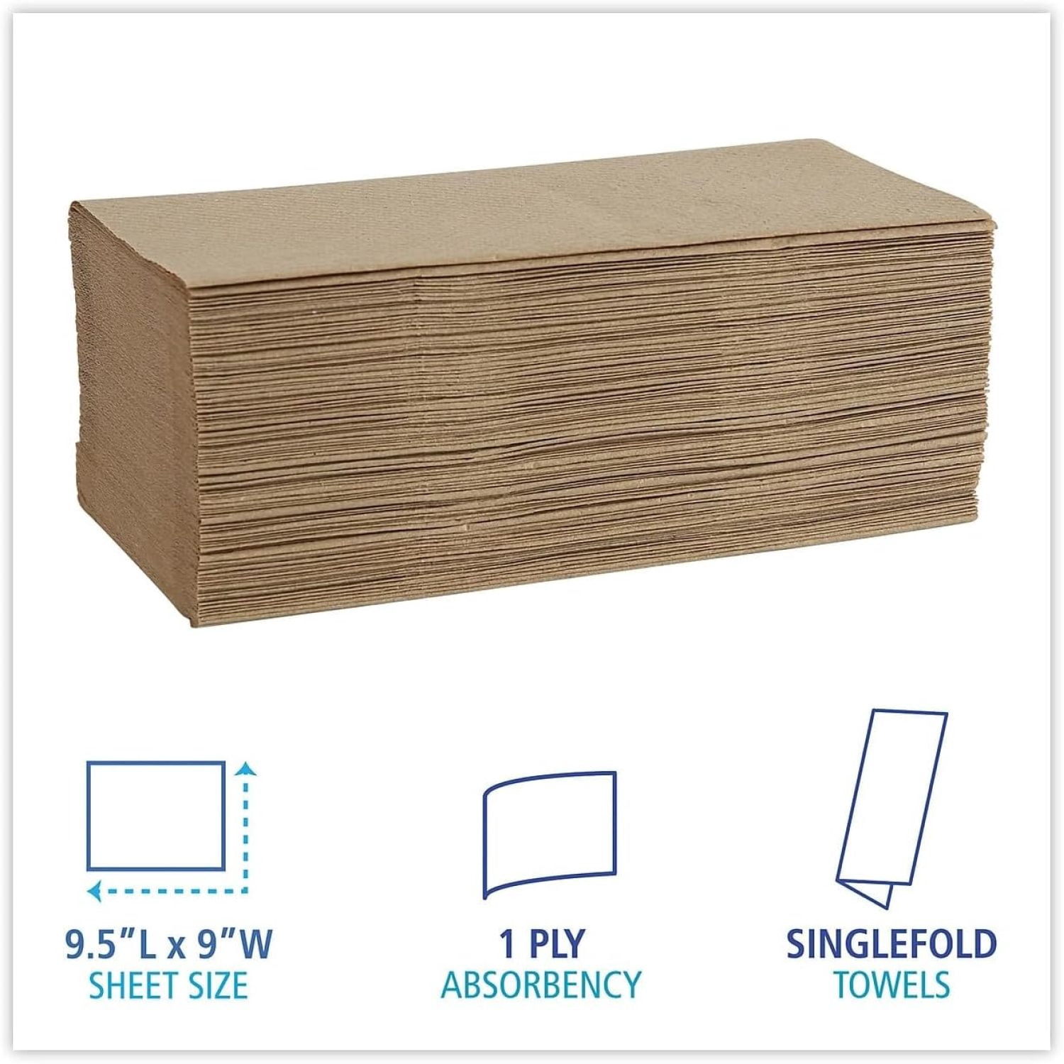 B6210 9 in. x 9-9/20 in. Singlefold Paper Towels - Natural (16/Carton)