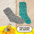 thumbnail image 5 of Foozys Small/Medium Novelty Crew Socks | Buzzy Bees Cute, Fun & Makes a Great Gift! | 2 Pair (Green & Grey) | Women’s Shoe Size 4-10, 5 of 8