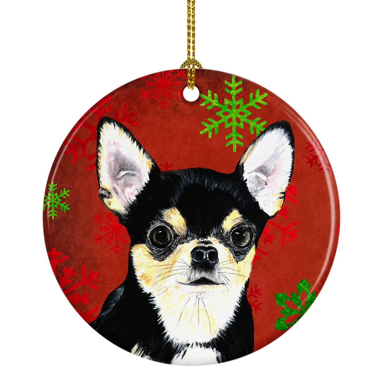 Carolines Treasures SC9439-CO1 Chihuahua Red and Green Snowflakes ...