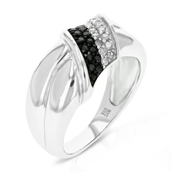 Vir Jewels 0.30 CTTW Sterling Silver Black Diamond Ring in Size 7 Female Adult