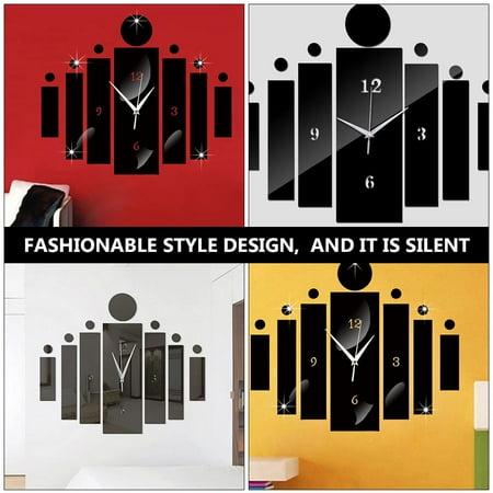 HONMEET Modern Decorative Wall Clock, Elegant Black Rectangular Design for Home, Office, Living Room, 1 Set