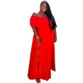 thumbnail image 2 of Poppy Red Plus Size Sheer Maxi Dress With Slit, 2 of 2