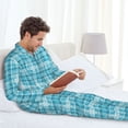 thumbnail image 6 of Susaid blue plaid Snowflake Print Men's Long Sleeve Pajama Set, Two-Piece Button-Down Loungewear PJs Set, Comfortable Sleepwear for Relaxation-Large, 6 of 7