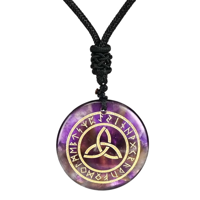 Collar COLGANTE Antiguo triquetra Yuyangstore liso tallado Joyería negro Violeta