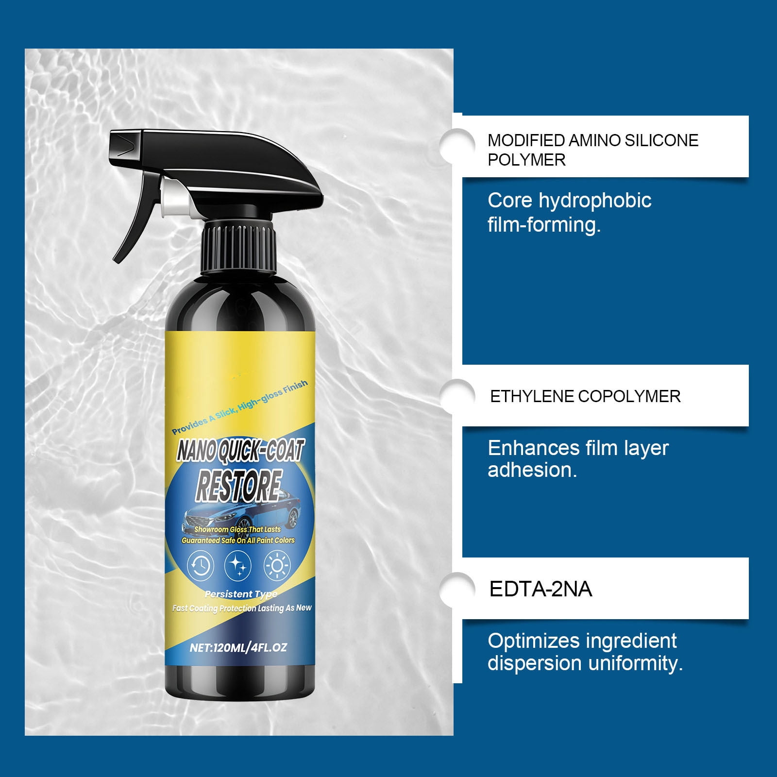Nano Quick Coat Restore,Automobile Quick-Acting Coating Agent,Zykr Nano Quick Coat Restore Coating Spray With Dust Proof And Glazing Effects Long-Lasting Car Showroom Gloss