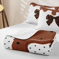 thumbnail image 4 of Manfei Leopard Print Bowknot Bed Spread Queen,Cute Polkadot Queen Coverlet Set,3 Pieces,1 Quilt and 2 Pillowcases, 4 of 7