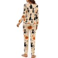 thumbnail image 3 of DISNIMO Cat Pumpkin Print Women Pajama Set 4 Piece Pj Set Sleepwear with Hairband Long Sleeve Top and Long Pants Set Casual Loose Loungewear Nightwear with Pockets, S, 3 of 7