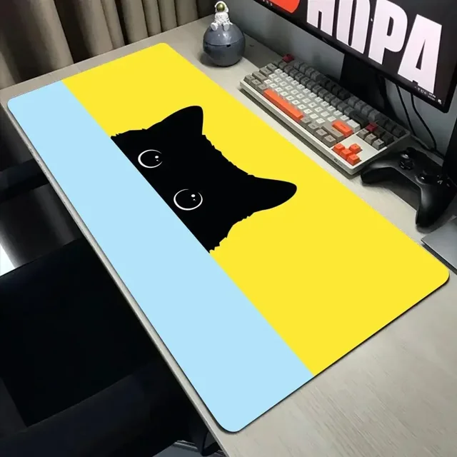 Divertidos alfombrillas de ratón de gato negro, alfombrilla de escritorio de empresa XXL para ordenador, cojín grande Kawaii de 800x400, accesorios de oficina