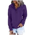 thumbnail image 1 of WEAIXIMIUNG Mode Femmes Chandail à Capuchon & Chandails en Molleton Courts Automne et Hiver Couleur Unie Bouton Mode Décontractée Sweat à Capuche, 1 of 6