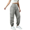 thumbnail image 5 of cocolona Cargo Pants Women Elastic Waist Drawstring Jogger Outdoor Casual Travel Hiking Pants with Multi Pockets, 5 of 7