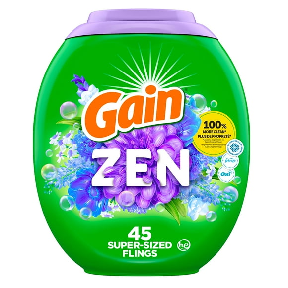 Capsules de détergent à lessive Gain Super Flings, parfum Rosée de rêve, capsules de détergent à lessive pour une propreté irrésistible et un nettoyage frais