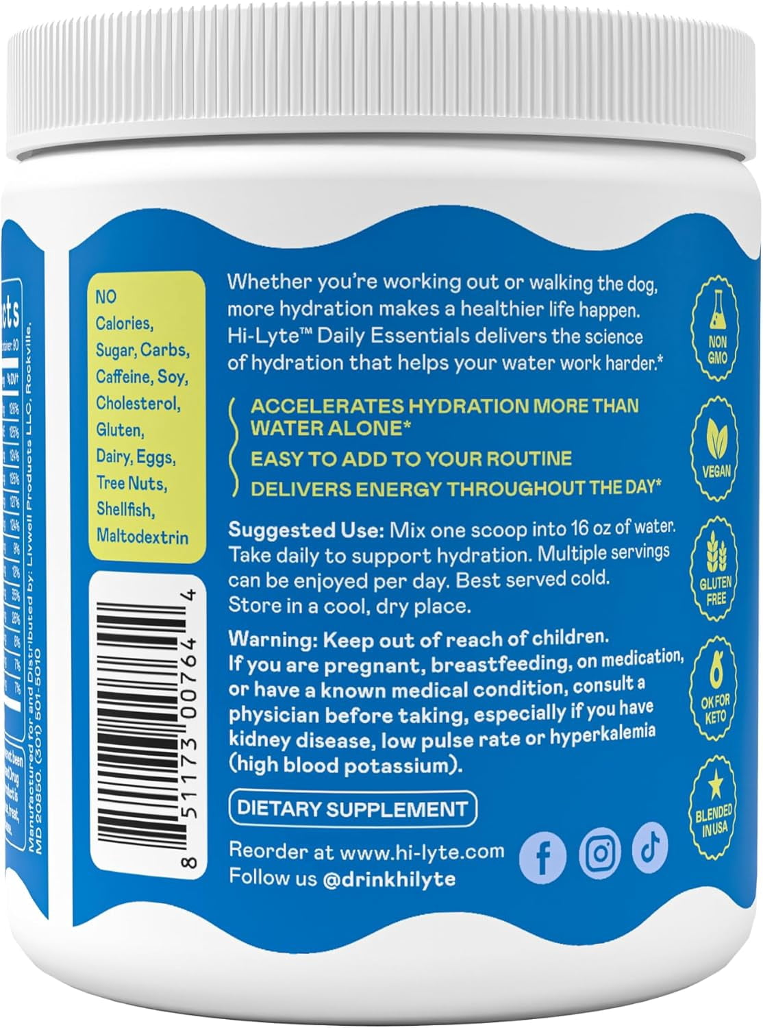 Hi-Lyte Electrolyte Powder Pink Lemonade, Daily Essentials Hydration Drink Mix | 90 Servings