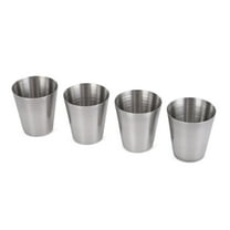 Pack Of 4 Stainless Steel Shot Glasses Stackable Cups for Camping and Outdoor Activities Drinkware with PU Leather Case