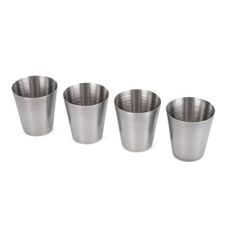 Set Of 4 Small Stainless Steel Drinkware for Outdoor and Parties Easy To Carry and Store Shot Glasses Drinking Cups