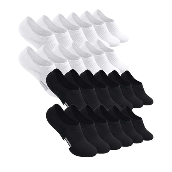 12 Pairs No Show Socks Womens Cushioned Low Cut Athletic Hidden Liner for Sneakers Ankle Invisible Running Socks(Black)