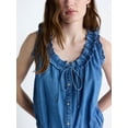 thumbnail image 4 of Free Assembly Eyelet Ruffle Sleeveless Chambray Top, Sizes XS-XL, 4 of 5