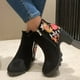 thumbnail image 3 of NECHOLOGY Botas Mujer Adulto Femenino Zapatos Botines de mujer Botas bordadas de estilo étnico para mujer, botas de moda de gamuza con borde grueso y cremallera lateral, tacón medio (Black, 8), 3 of 7