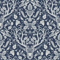 NuWallpaper Navy Escape to the Forest Vinyl Peel And Stick Wallpaper, 216-in by 20.5-in, 30.75 sq. ft.