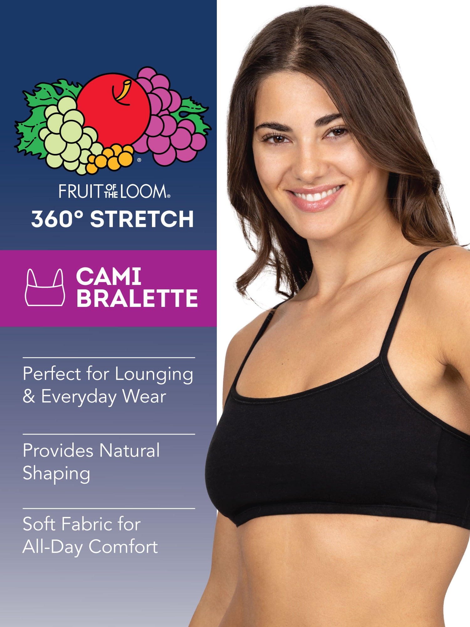 Fruit of the Loom Women's Spaghetti Strap Cotton Sports Bra, 5-Pack, Style 9036
