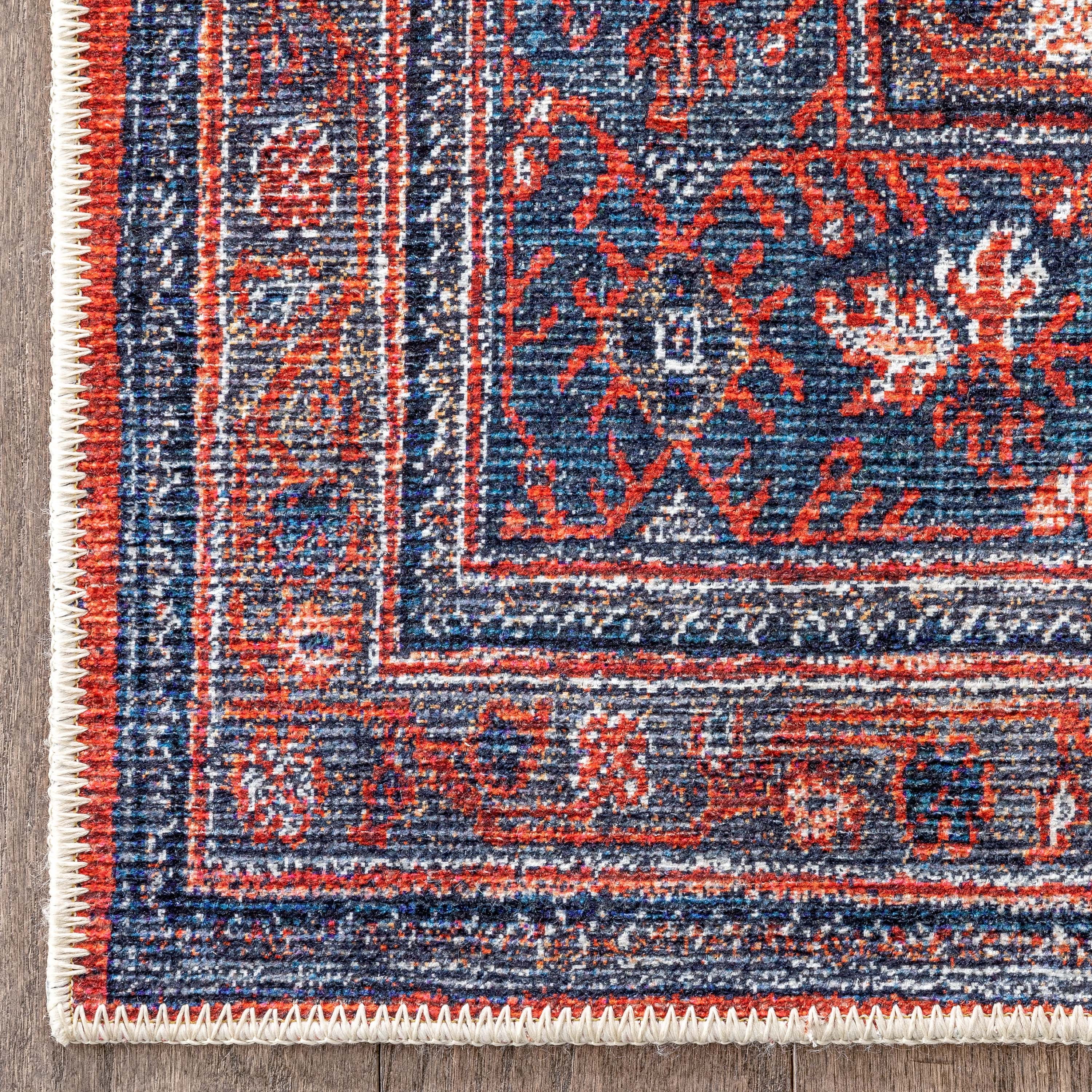 Well Woven Lotus Oriental Vintage Area Rug, 5.3' x 3.11', Recycled Cotton Backing, Durable And Easy To Clean, Flat Pile With A Soft Texture.