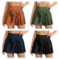 thumbnail image 5 of WBQ Shorts for Women Casual Summer Elastic High Waist Flowy Dressy Ruffle Shorts with Belt Lace Up, 5 of 5
