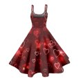 thumbnail image 4 of LWavelet 2026 Valentine's Girls' Night Trendy Dress, Spaghetti Strap Heart Print Flowy Flared Silhouette Sundress Black M, 4 of 4