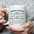 thumbnail image 3 of 77th Birthday Gifts for Women Men - 11 oz Coffee Mug - 77 Year Old Present Ideas for Mom, Dad, Wife, Husband, Son, Daughter, Friend, Colleague, Coworker (77th Birthday Gift), 3 of 6