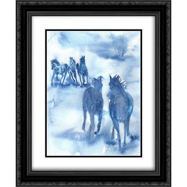 Hooves Of Thunder 2x Matted 20x24 Black Ornate Framed Art Print by Dyer, Beverly