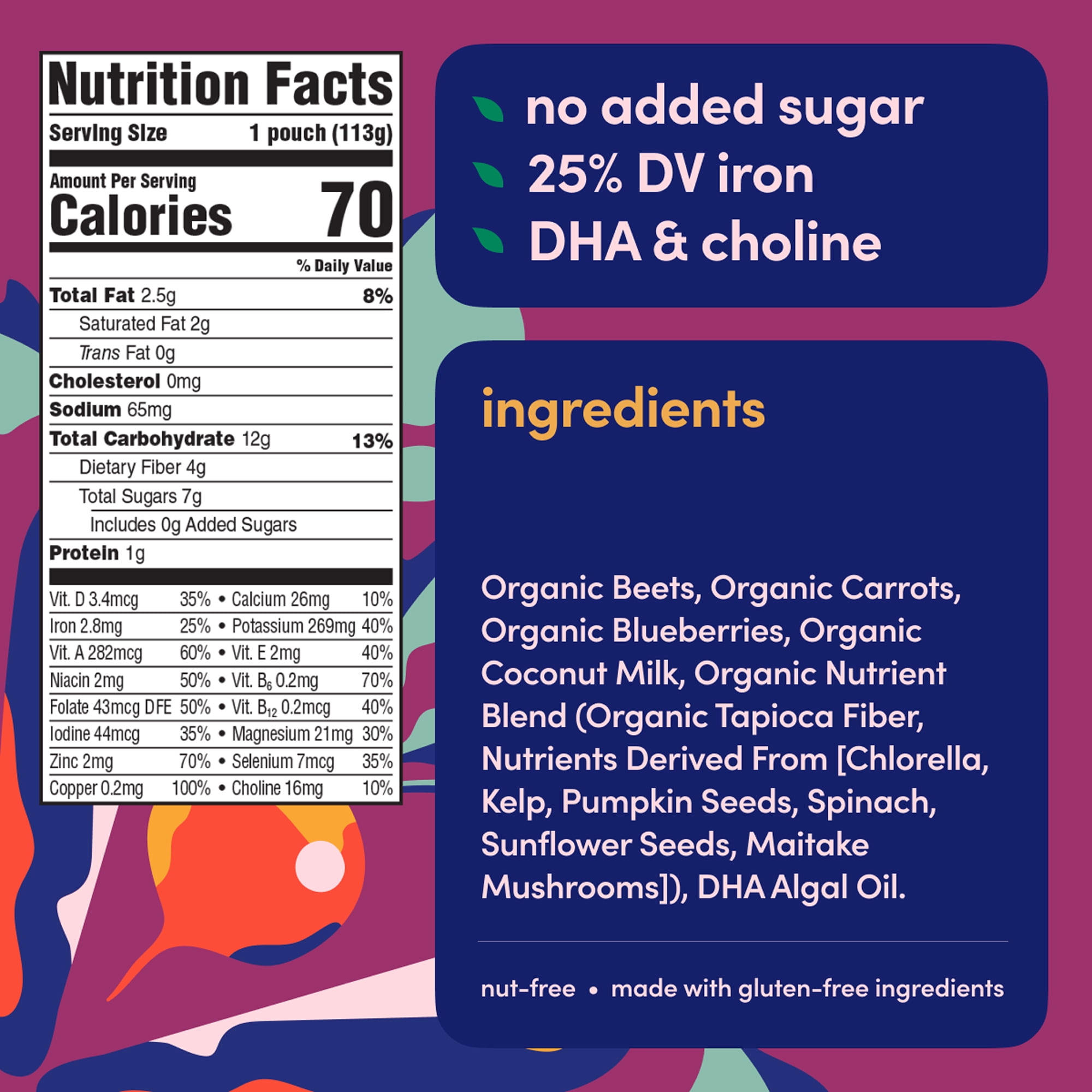 (6 pack) Cerebelly Organic Stage 2 Beet Carrot Blueberry with Coconut Milk Baby Food, 4 oz Puree