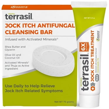 Terrasil Jock Itch Treatment Ointment (14gm) and Soap Bar (75gm) - Clotrimazole 1% and All-Natural Ingredients - 6X Faster Itching & Burning Relief (2 Pack)
