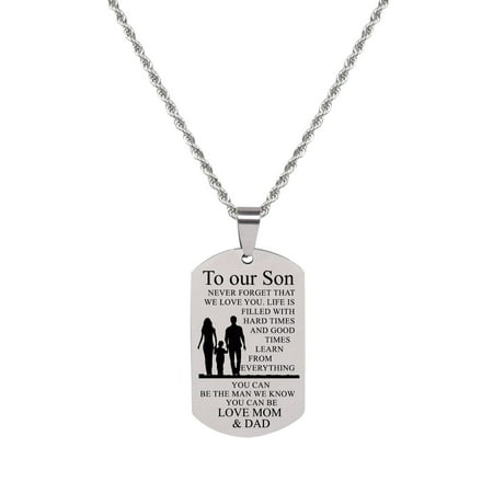 Sentiment Tag Necklace - TO SON FROM MOM AND DAD