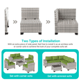 thumbnail image 5 of 6-Piece Outdoor Patio Furniture Set, PE Wicker Rattan Sectional Sofa Conversation Set with Tempered Glass Table & Thick Cushions - All-Weather Garden, Backyard Furniture,Grass Green, 5 of 6