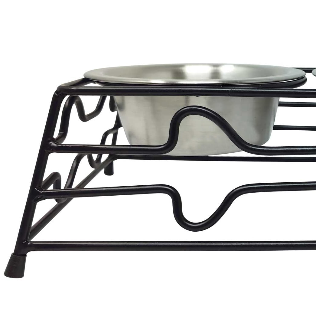 Vibrant Life Small 1.5-Cup Elevated Pet Double Diner, Silver