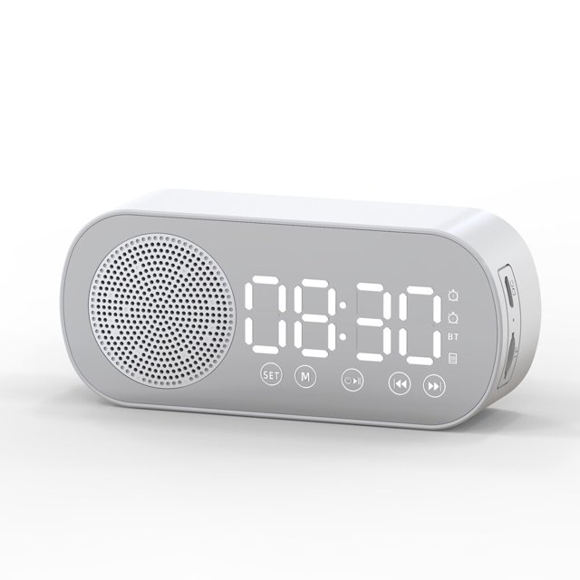 Wosthever Pantalla grande Reloj despertador digital Funcionamiento con botones Altavoz compatible con Bluetooth Suministros domésticos Type6 NO6
