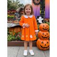 thumbnail image 6 of RUINIXCW Toddler Girl Orange Halloween Dress with Pumpkin  Ghost Applique Long Sleeve Swing Dress for Trick or Treat Party, 6 of 8