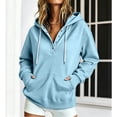 thumbnail image 5 of Asgosdo Hoodies for Women Long Sleeve Button Collar Drawstring Hooded Tops Loose Fit Sweatshirts Comfy Casual Winter Pullover, 5 of 6