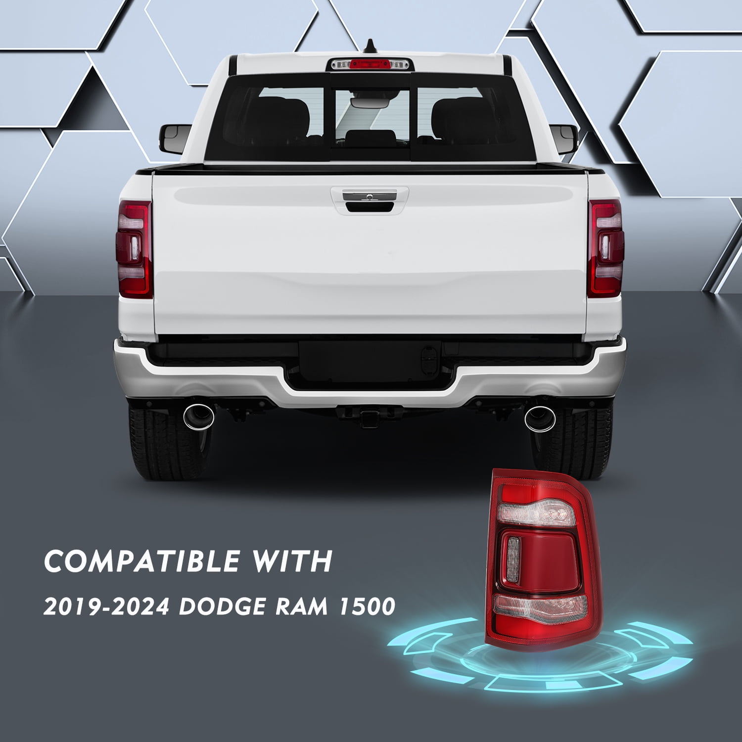 Right Passenger Tail Light For 2019-2023 DODGE RAM 1500 w/ Blind Spot Red Lens