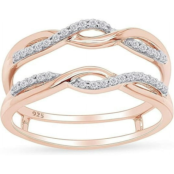 Gems Jewels 925 Sterling Silver 2.28 Ct Round Cut White Diamond Engagement Christmas Thanksgiving Wrap Guard Enhancer Ring 14K Rose Gold Plated For Women's -9