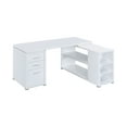 thumbnail image 4 of Contemporary L Shaped Office Desk with 3 Drawers and Shelves, White, 4 of 6